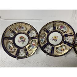 Paragon thee coffee cans and saucers, painted in gilt and colours with flowers, Paragon set of six coffee cups and saucers, 'Reproduction of Service accepted by Her Majesty Queen on her visit to the potteries, with three matching saucers