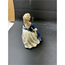 Eight Royal Doulton figures, including Lambing Time, Innocence, Ascot, Alison etc 