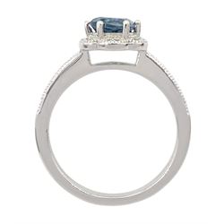 Silver London blue topaz and cubic zirconia ring, stamped 925