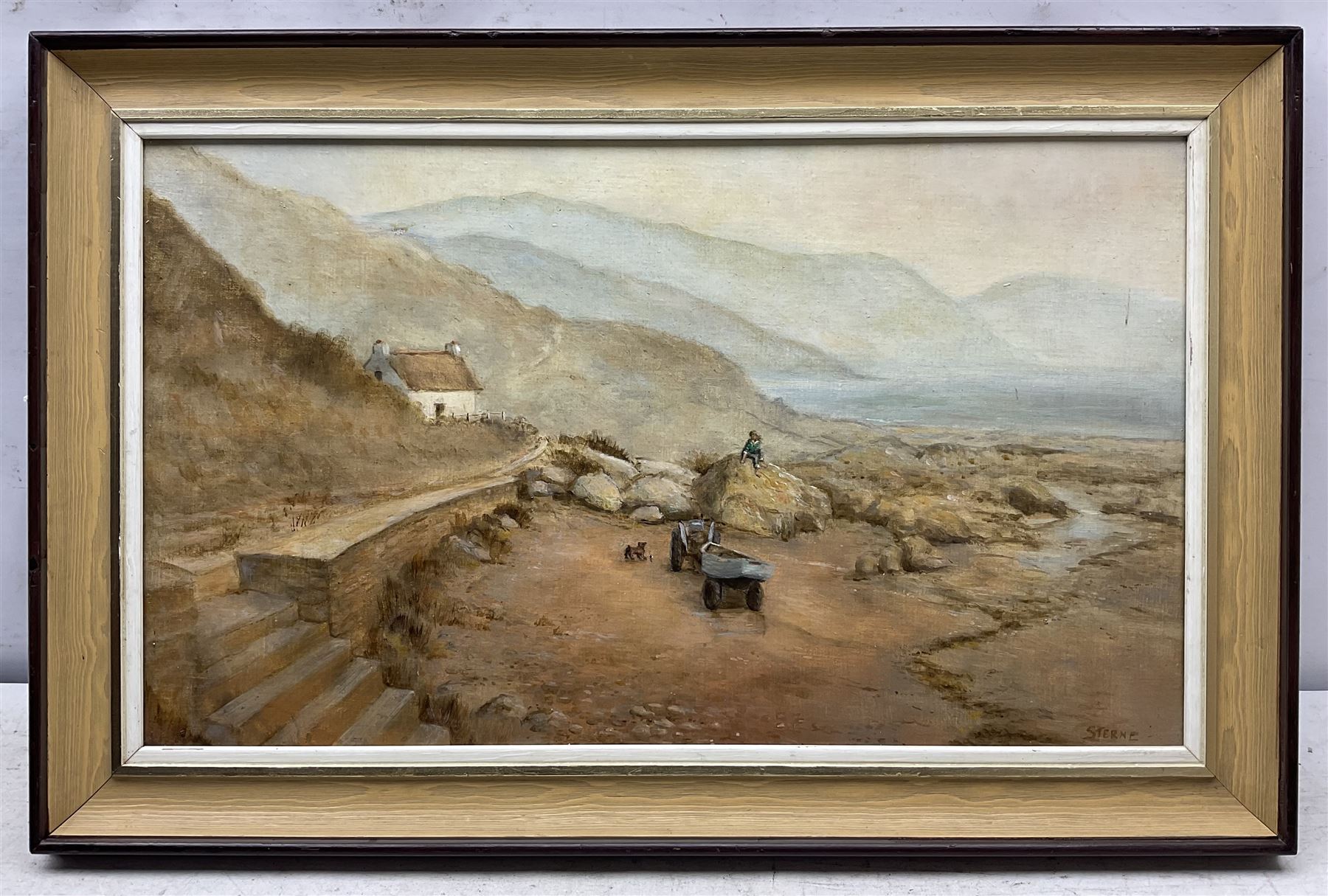 Sally Sterne (British Contemporary): ‘Niarbyl Bay’ Isle of Man, oil on board signed, titled verso 29cm x 50cm 