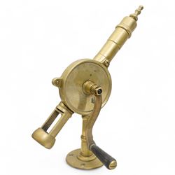 Late 19th century Rotary Eclipse style brass bar mounted corkscrew, impressed no. 57, bearing stamp to base H41cm 