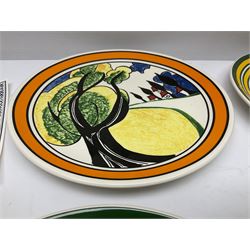 Four Clarice Cliff Wedgwood limited edition plates, comprising Orange Erin, Blue Firs, Solitude and May Avenue, all with certificate and box, D26cm