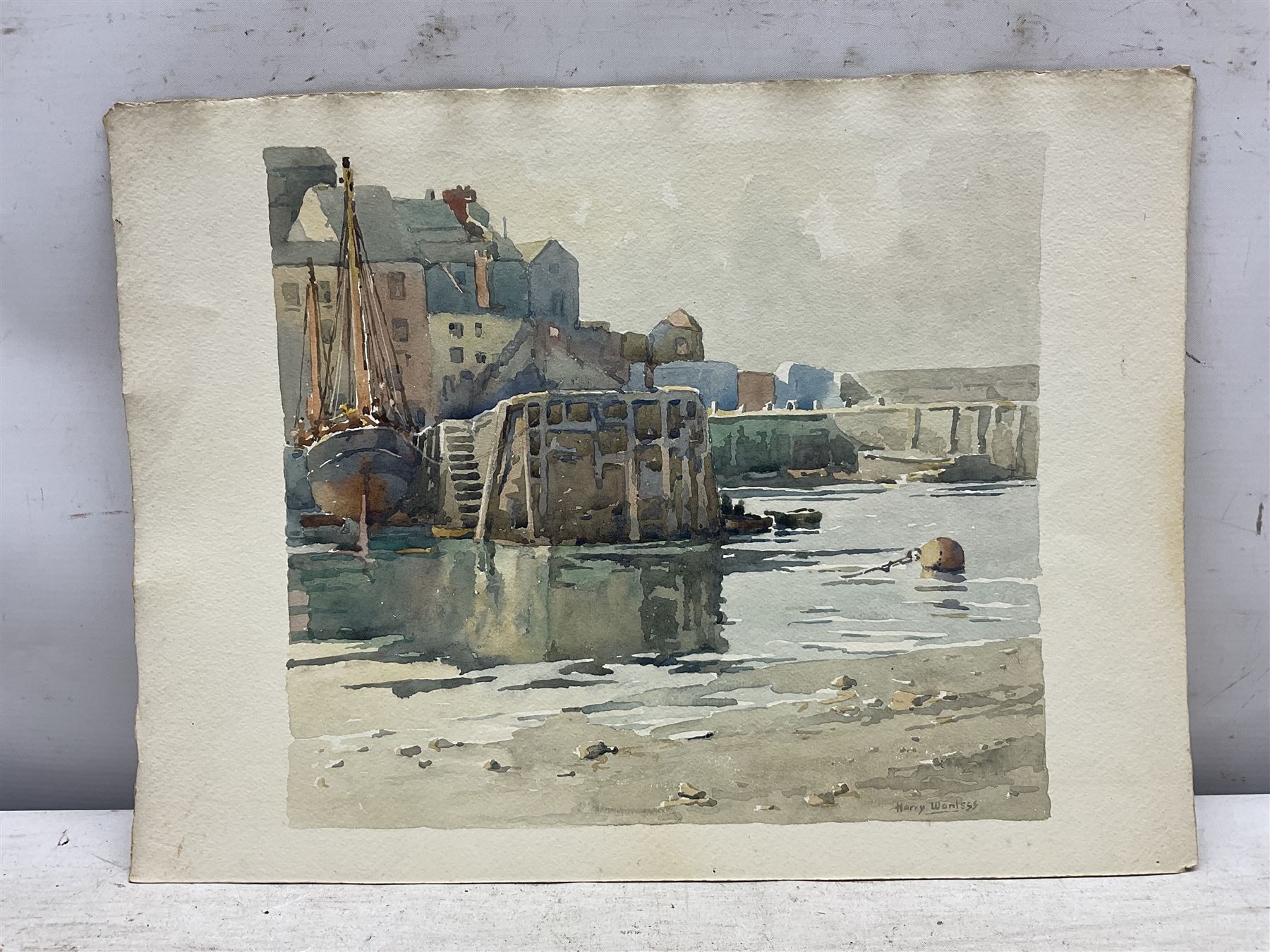 Harry Wanless (British c1872-1934): 'Brixham Harbour - Grey Day', watercolour signed, titled and dated 1926 verso 24cm x 28cm (unframed)
Provenance: direct from the artist's family, part of a collection never previously seen on the market