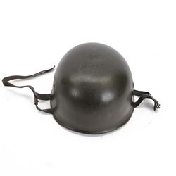 Reproduction German Fallschirmjager paratrooper helmet, inner webbing and leather chin str...