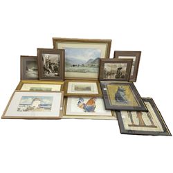 Collection of watercolours variously signed together with a set of Frank Meadow Sutcliff photographs etc (11)