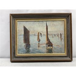 Joseph Richard Bagshawe (Staithes Group 1870-1909): Fishing Boats in Calm Waters, oil on artist's board unsigned 24cm x 35cm
Provenance: acquired direct from the trustees of the Bagshawe Estate when the final part of the artist's studio collection was dispersed in Whitby in the 1990s, never previously been on the open market 
