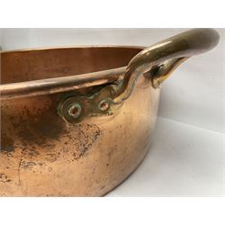 Large Victorian copper twin handled jam or preserve pan, not including handles H18cm D53cm