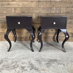 Pair of rosewood finish bedside chests