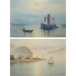 Tananchi (Japanese 20th Century): Hong Kong Junk Boat and Hong Kong Bay, pair watercolours signed 32cm x 47cm (2)