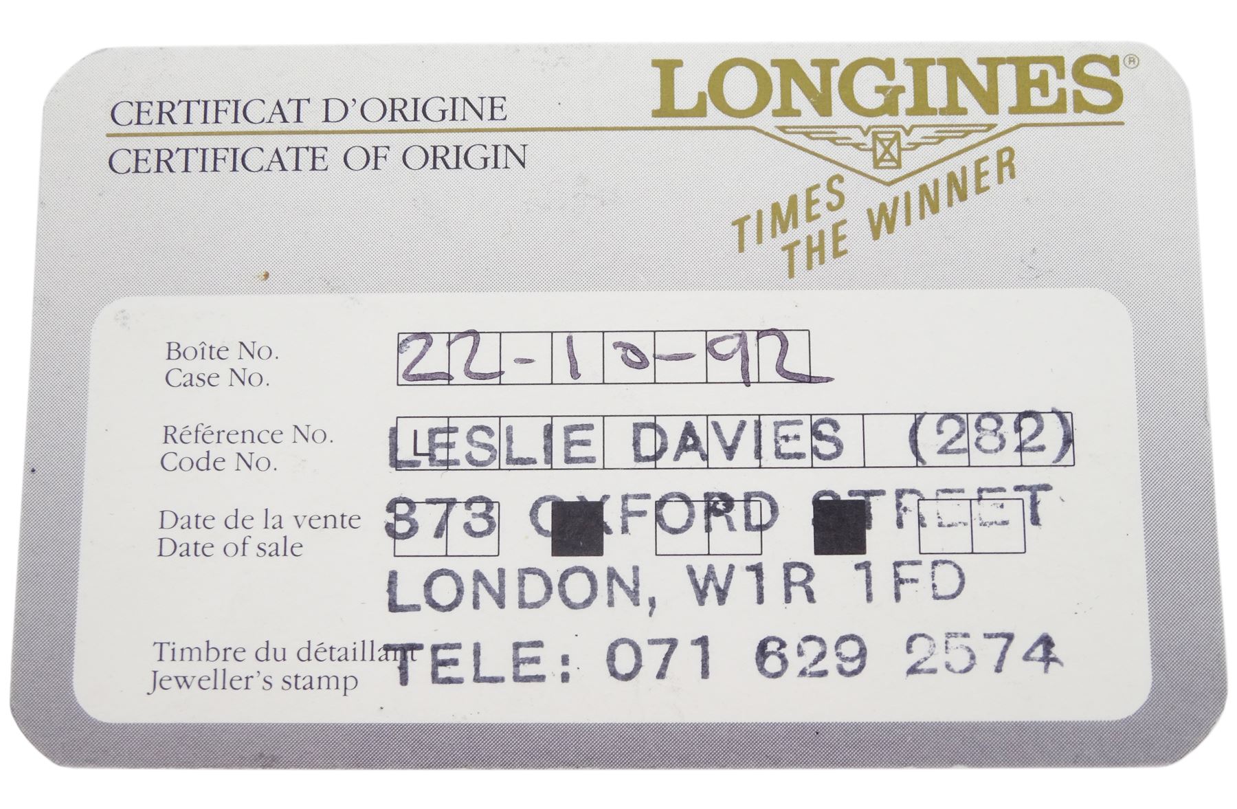 Longines Présence gentleman's gold-plated and stainless steel quartz wristwatch, on gold-plated strap, with certificate dated 1992