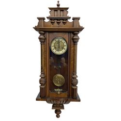 German- 8-day striking wall clock in a mahogany case c1910