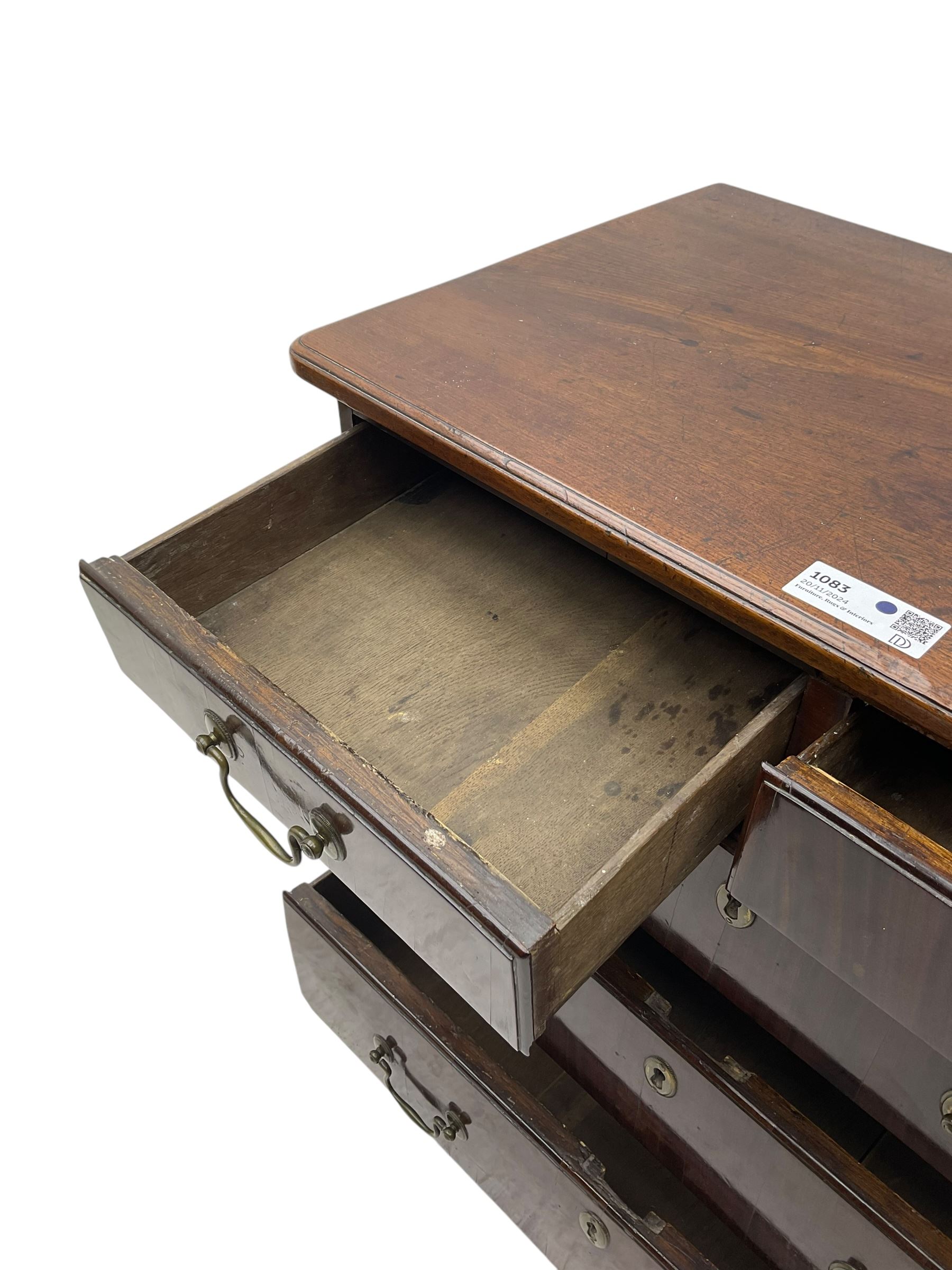 George III mahogany chest, moulded rectangular top over two short and three long drawers, on bracket feet 