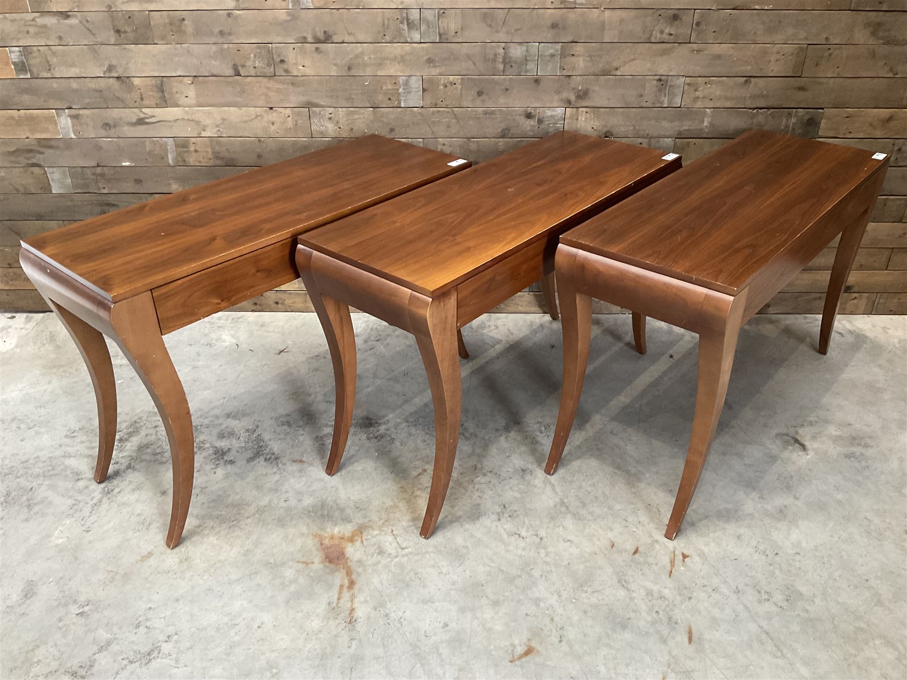 4 x walnut console dressing table with two soft-close drawers