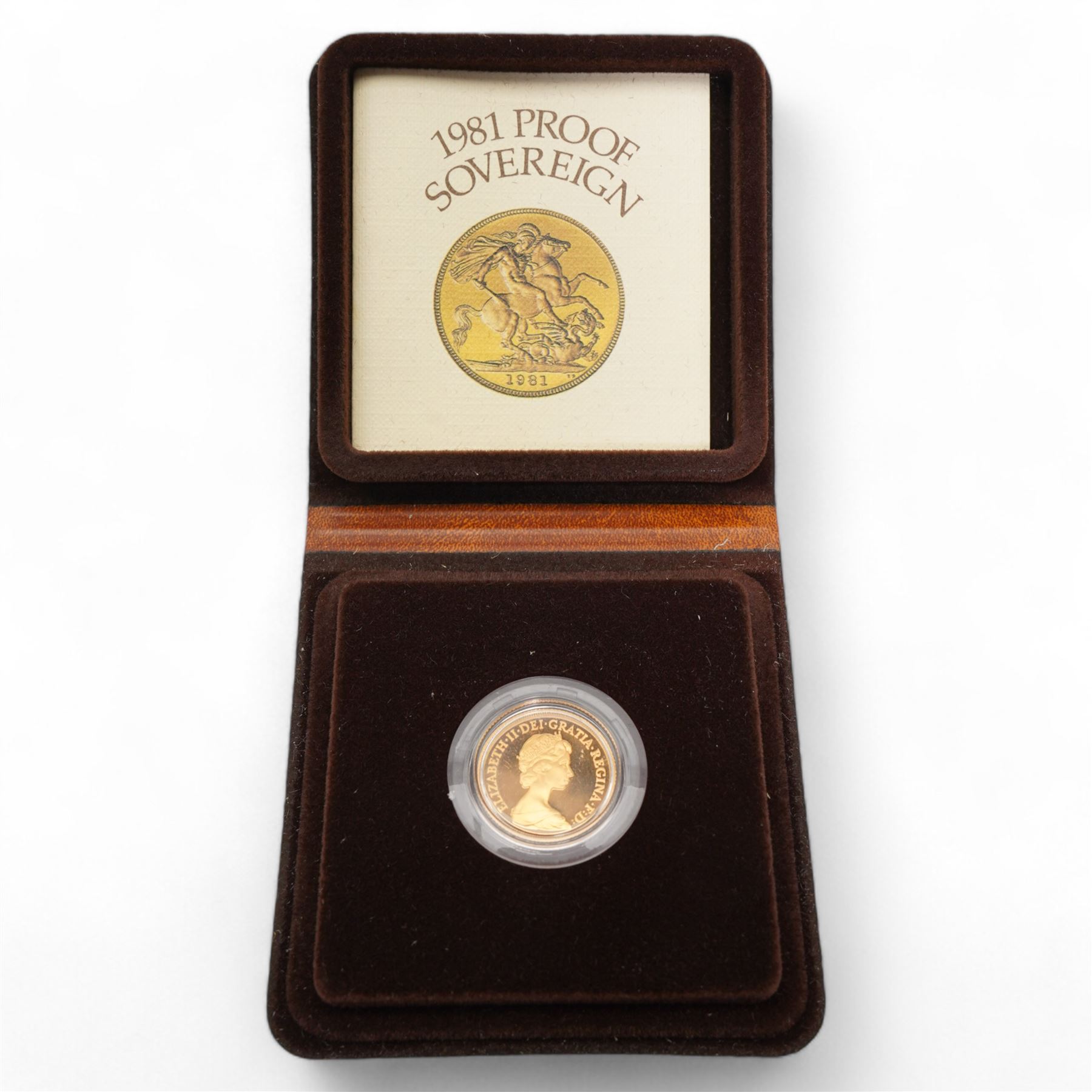 Queen Elizabeth II 1981 gold proof full sovereign coin, cased with certificate