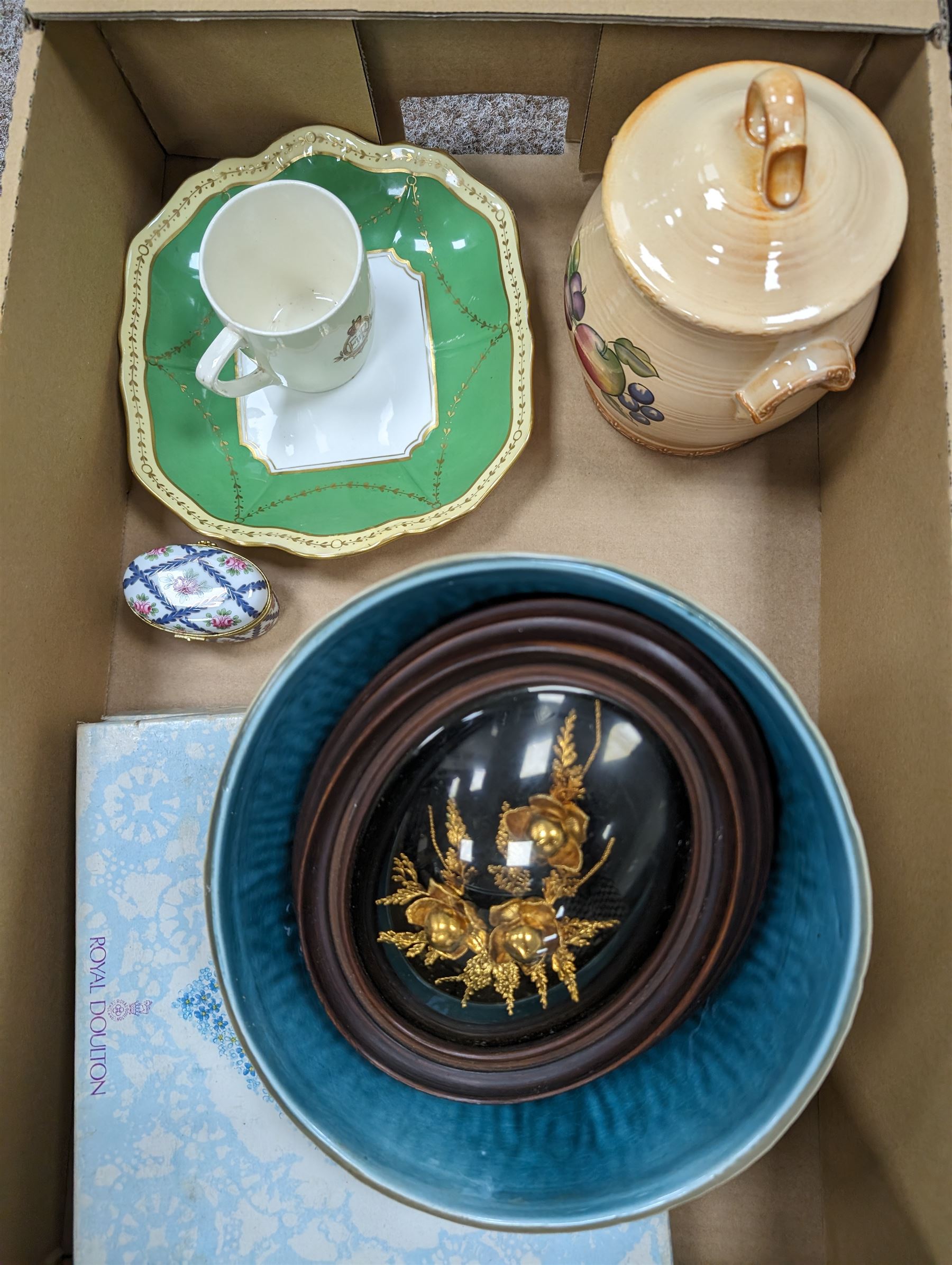 Noritake teawares, collectors plates, Art Deco wall pocket and other ceramics, in two boxes 