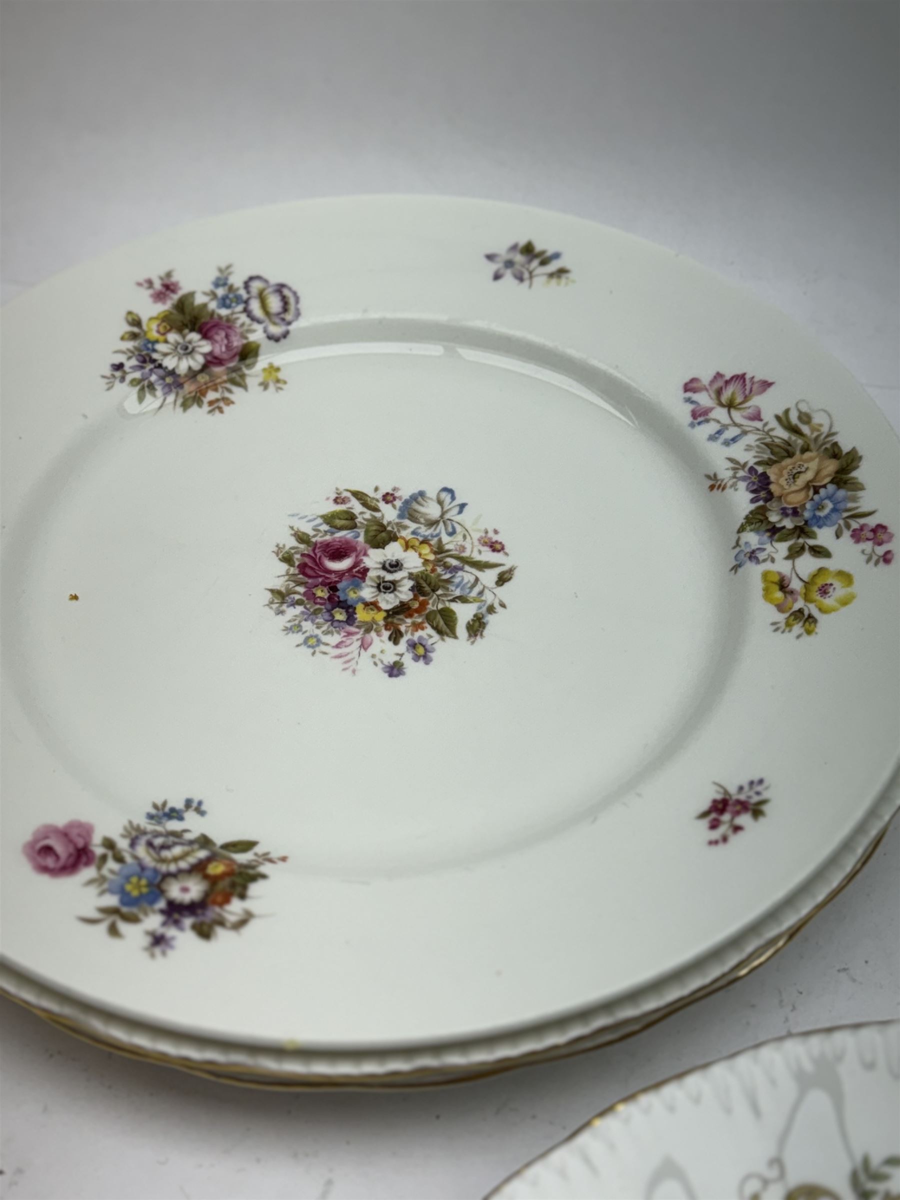 Royal Staffordshire Mandarin pattern tea and dinner wares, including six dinner plates, six side plates, serven twin handled bowls, covered dish etc 