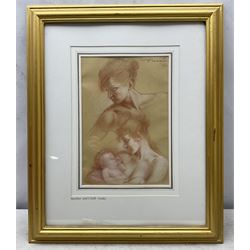 Colin S Frooms (British 1933-2017): 'Mother and Child Study', sanguine chalk signed, titled verso 32cm x 21cm 