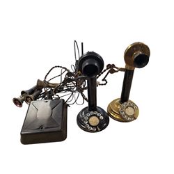 Two candlestick telephones with rotary dials, including GPO example H32cm