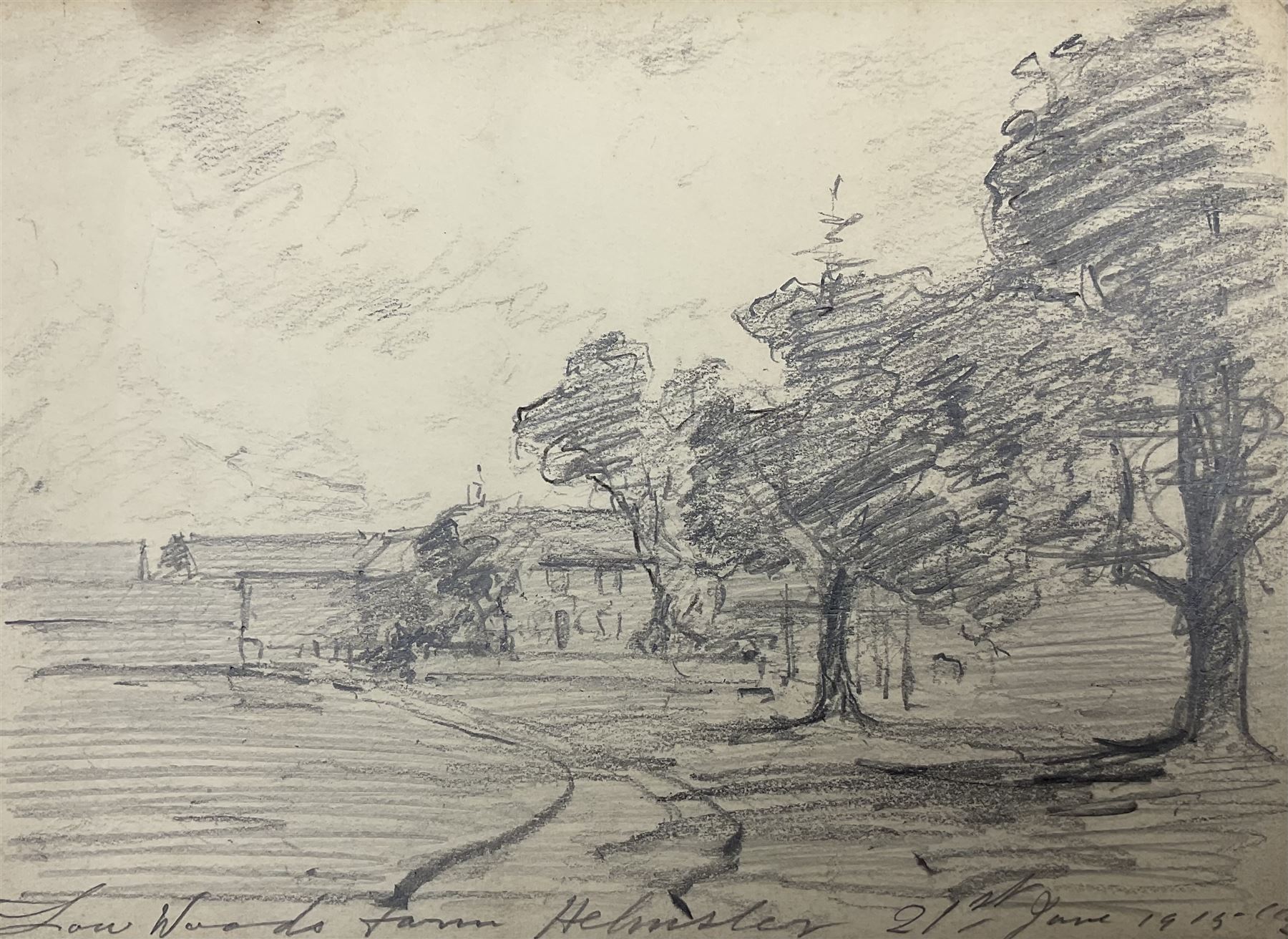 Charles Cutts Elmhirst (Staithes Group 1872-1937): Artist’s Sketchbook, Landscapes around Thorne and Helmsley, comprising eight pencil sketches and a watercolour of Thorne Church, variously signed titled and dated, disbound, overall 18cm x 25cm