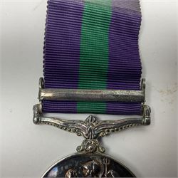 George VI General Service Medal with Palestine clasp awarded to 64155 Dvr. E. Hattersley R.A.S.C.; with ribbon