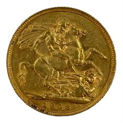 King Edward VII 1908 gold full sovereign coin