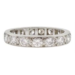 18ct white gold round round cut diamond full eternity ring, total diamond weight 1.45 carat