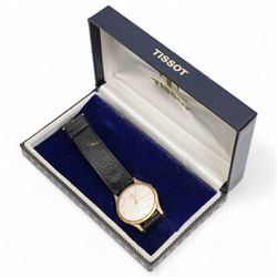 Tissot gentleman's 9ct gold manual wind wristwatch, back case engraved with initials, Birm...