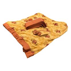 Mid-20th century quilted bedspread and matching valance, the bedspread displaying a warm g...