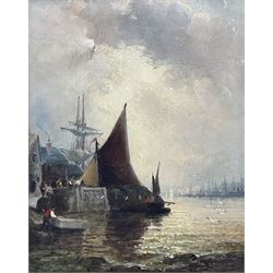 William Anslow Thornley (British fl.1858-1898): Boats in an Estuary, oil on canvas unsigned 24cm x 19cm