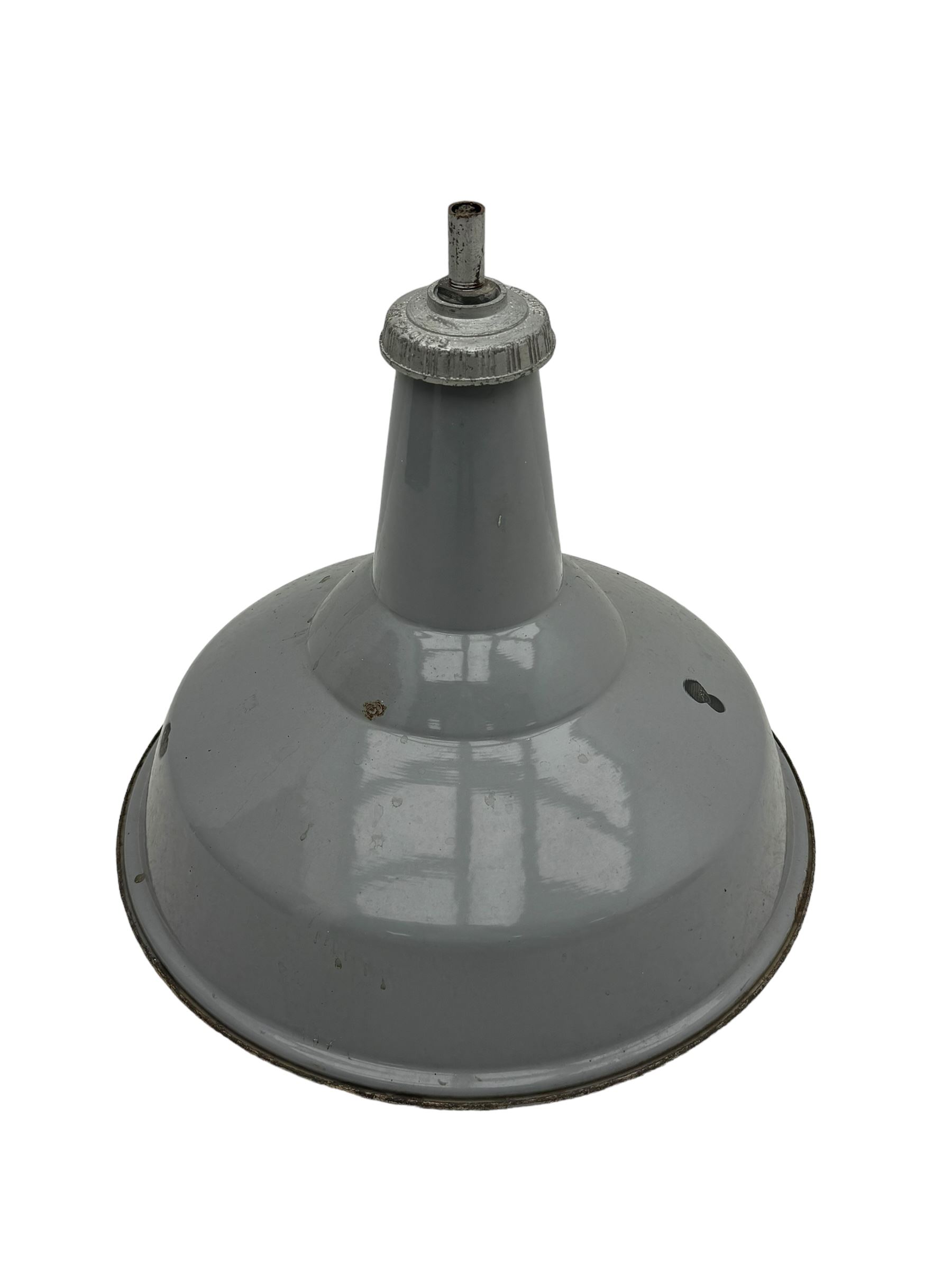 Industrial 'Benjamin' type grey enamel centre light fitting