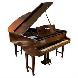 Buelhoff - 20th century German baby grand piano in a mahogany case, with an overstrung cas...