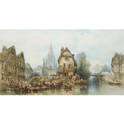 Paul Marny (French/British 1829-1914): Nanteuil - France, watercolour unsigned 28cm x 51cm