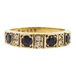 9ct gold sapphire and diamond half eternity ring, hallmarked