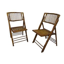 Mid-20th century bamboo framed folding chairs