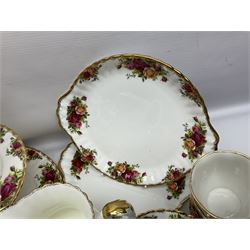 Royal Albert Old Country Roses pattern part tea service, to include teapot, water jug, six cups and saucers, covered sucrier, cake stand etc (39)