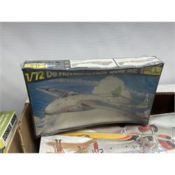 Large quantity of aircraft scale model kits to include Airfix, Revell, Monogram etc, in three boxes 