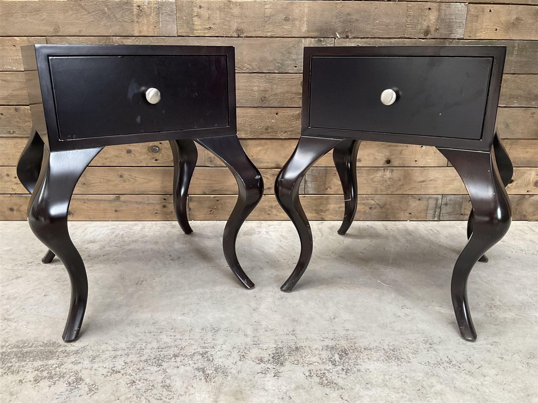 Pair of rosewood finish bedside chests