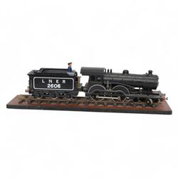 Kit-built Gauge 1 remote controlled 4-4-0 locomotive and tender no. 2606 in LNER black, on...