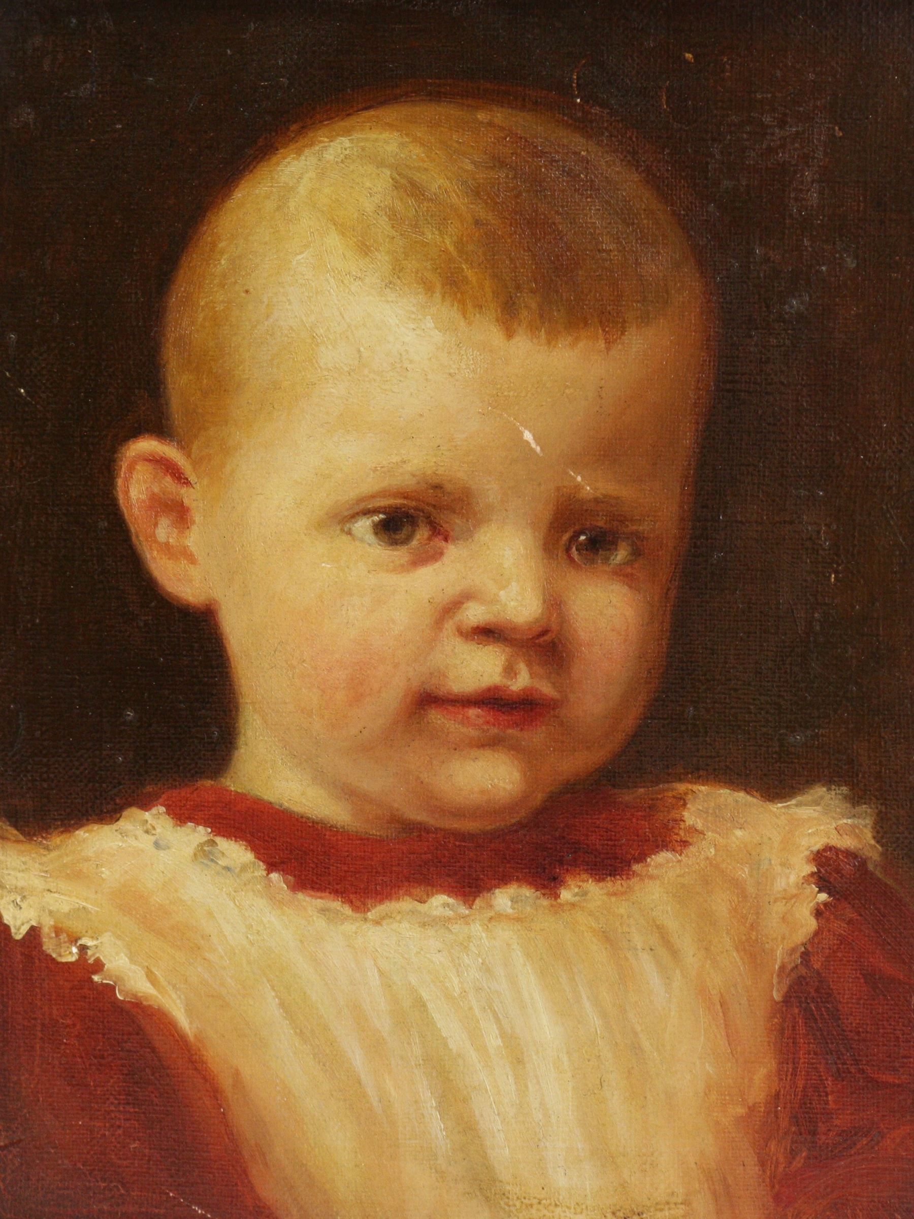 English School (19th Century): Portrait of a Baby Boy, oil on canvas unsigned 22cm x 17cm 