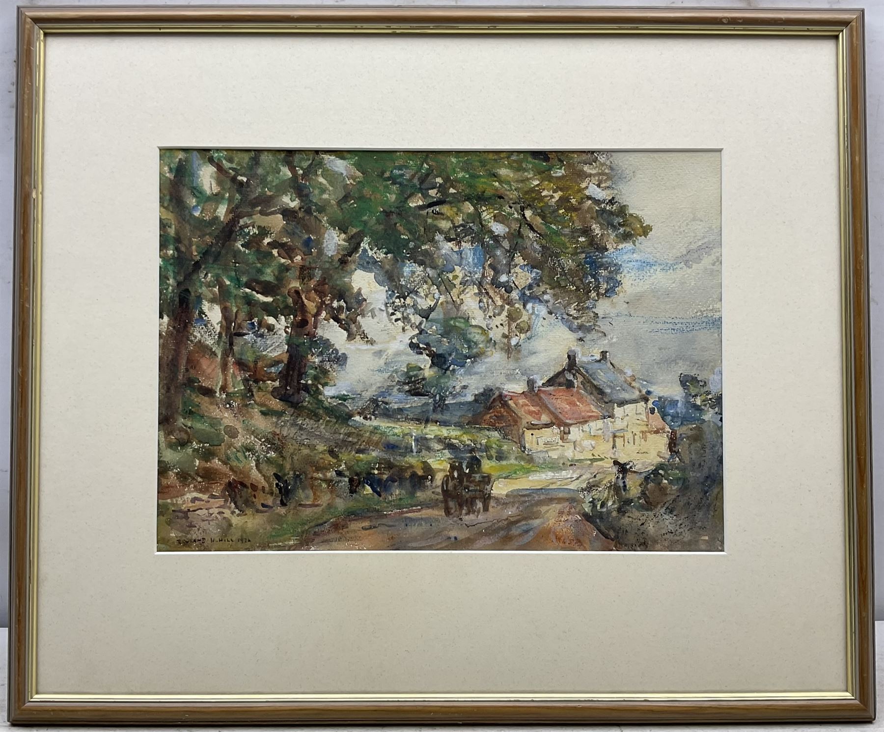 Rowland Henry Hill (Staithes Group 1873-1952): Horse and Cart leaving Ellerby Village, watercolour signed and dated 1920, 25cm x 35cm