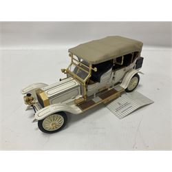 Franklin Mint - six 1:24 scale die-cast Rolls-Royce models comprising 1907 Rolls-Royce ‘The Silver Ghost’, boxed with original packaging and paperwork, 1929 Rolls-Royce ‘Phantom I’ with original packing, 1914 Rolls-Royce, 1911 Rolls-Royce, 1955 Rolls-Royce ‘Silver Cloud 1’, and 1992 Rolls-Royce Corniche IV 