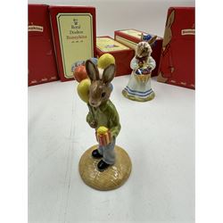 Five Royal Doulton Bunnykins, comprising Love Heart, Congratulations, Gardener, Vicar and Easter Parade all with original boxes 