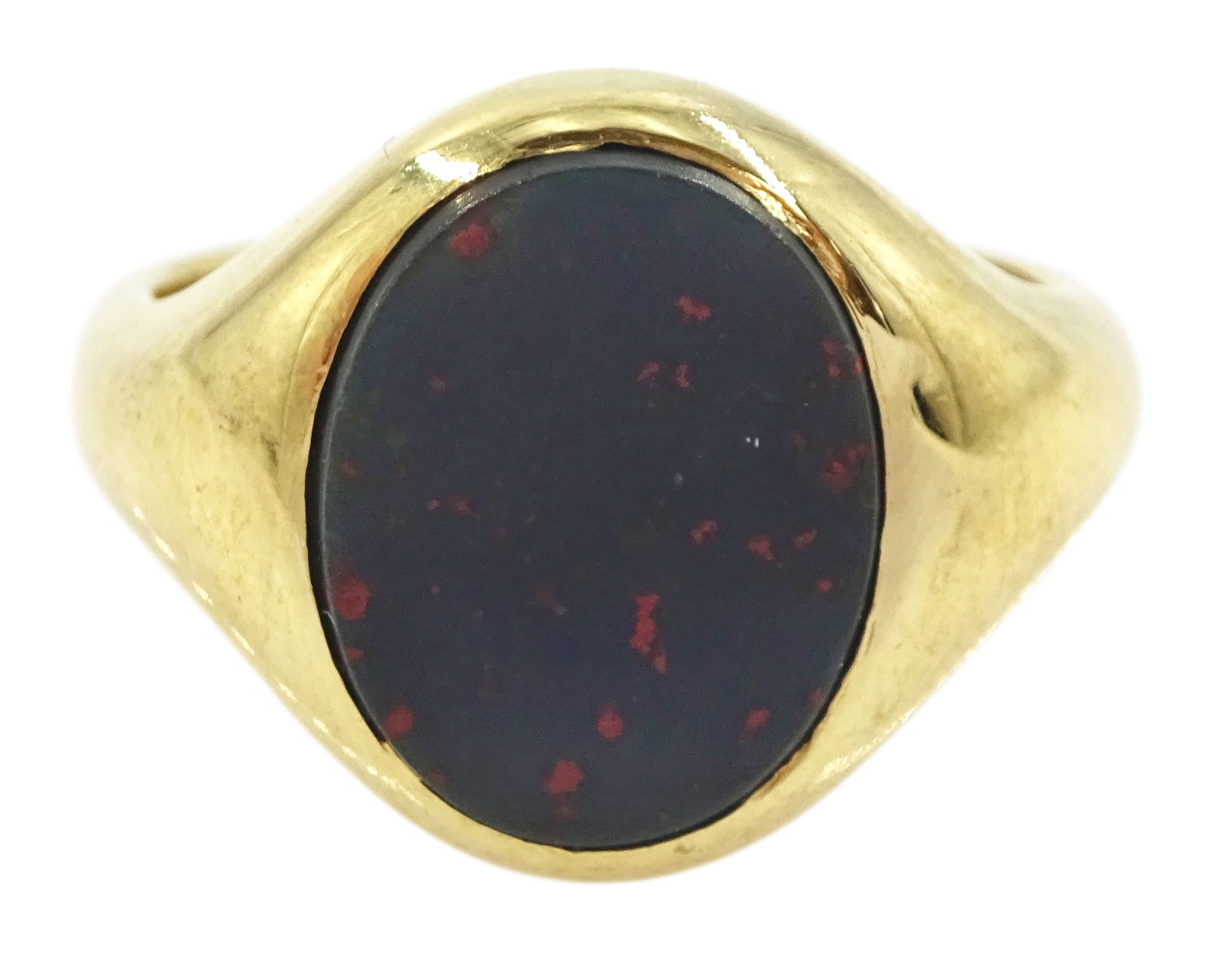 Early -mid 20th century 18ct gold bloodstone signet ring by Goldsmiths & Silversmiths Co Ltd, London 