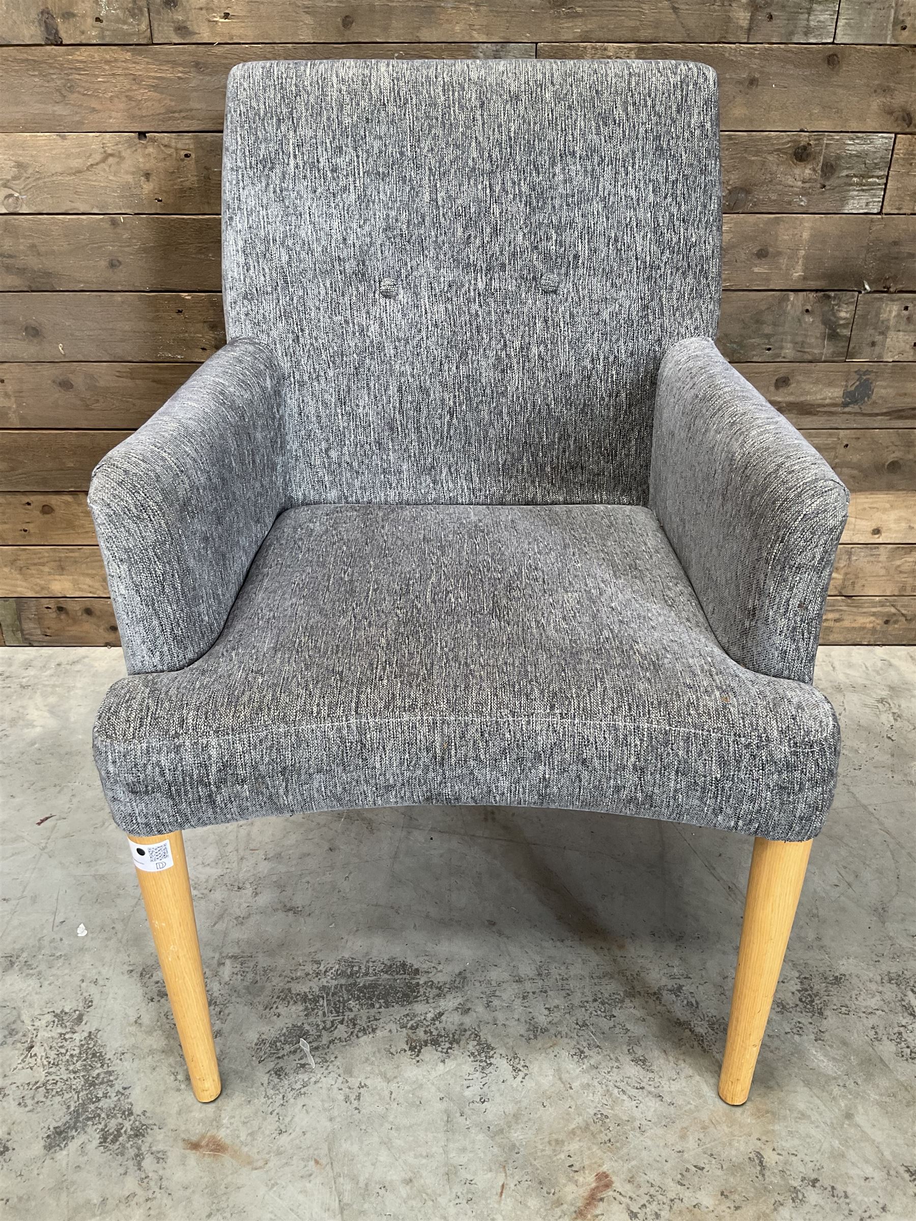 17 x armchair upholstered in textured grey fabric, beech legs