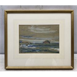 Rowland Henry Hill (Staithes Group 1873-1952): The Bass Rock, watercolour signed and dated 1932, 16.5cm x 23cm