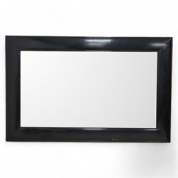 Large rectangular wall mirror in black lacquered moulded frame 