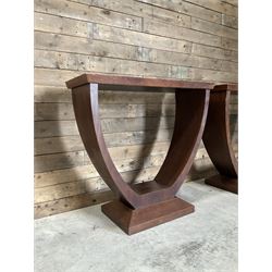 Pair of walnut console tables