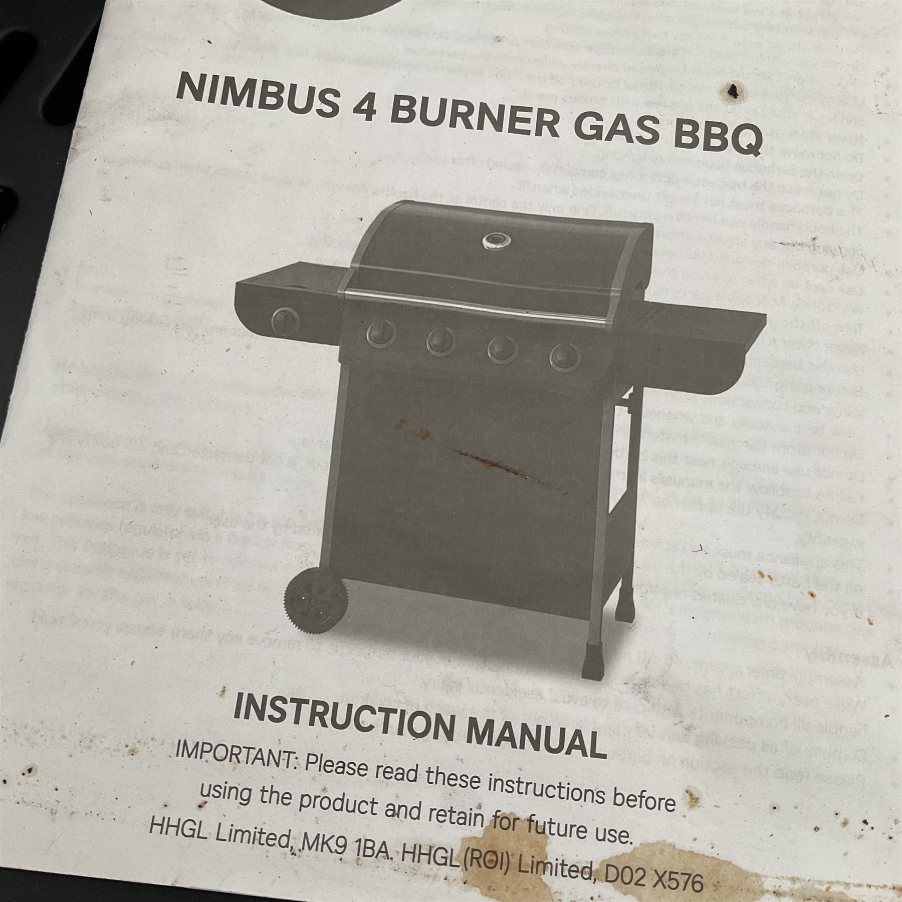 Nimbus 4 burner gas BBQ with gas bottle  - THIS LOT IS TO BE COLLECTED BY APPOINTMENT FROM DUGGLEBY STORAGE, GREAT HILL, EASTFIELD, SCARBOROUGH, YO11 3TX