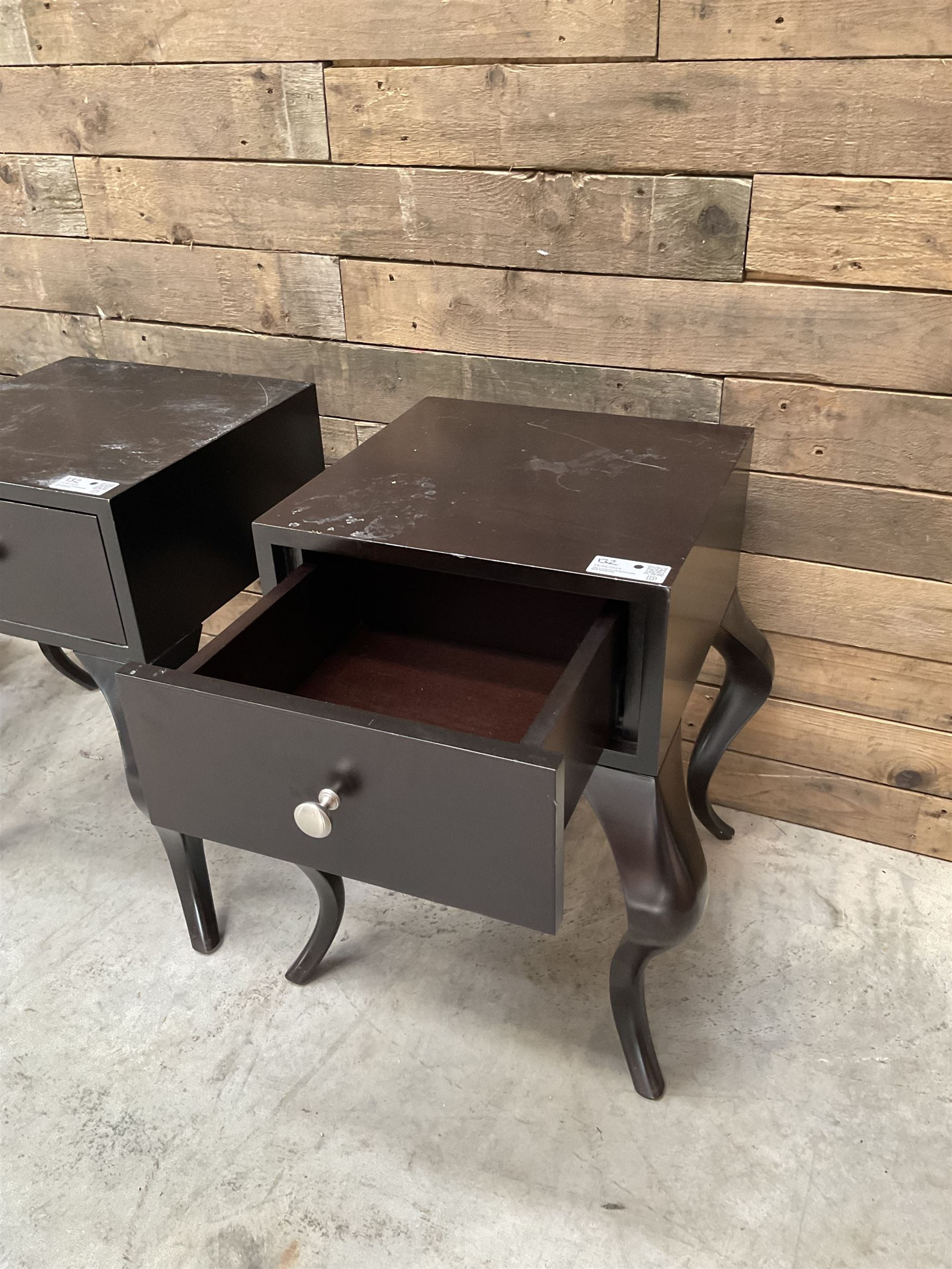 4 x rosewood bedside tables, and a two drawer console table