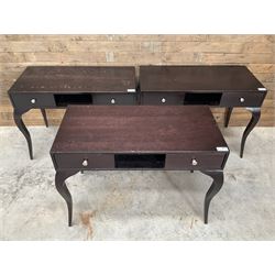 3 x rosewood console dressing tables, with two soft-close drawers